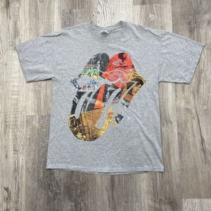 Rolling Stones Shirt Mens Large Gray Magazine Hot Lip Short Sleeve Music‎